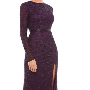 Mac Duggal Deep Purple Long Sleeve Dress